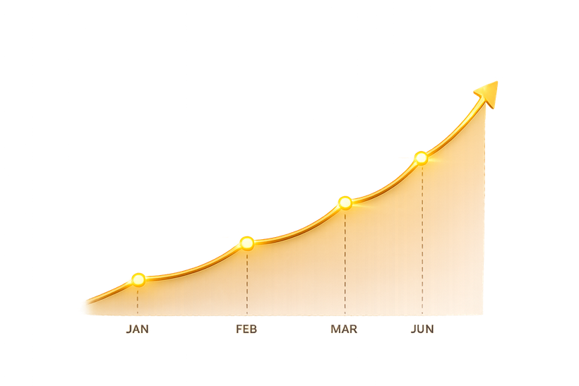 Golden results and growth illustration representing measurable client outcomes